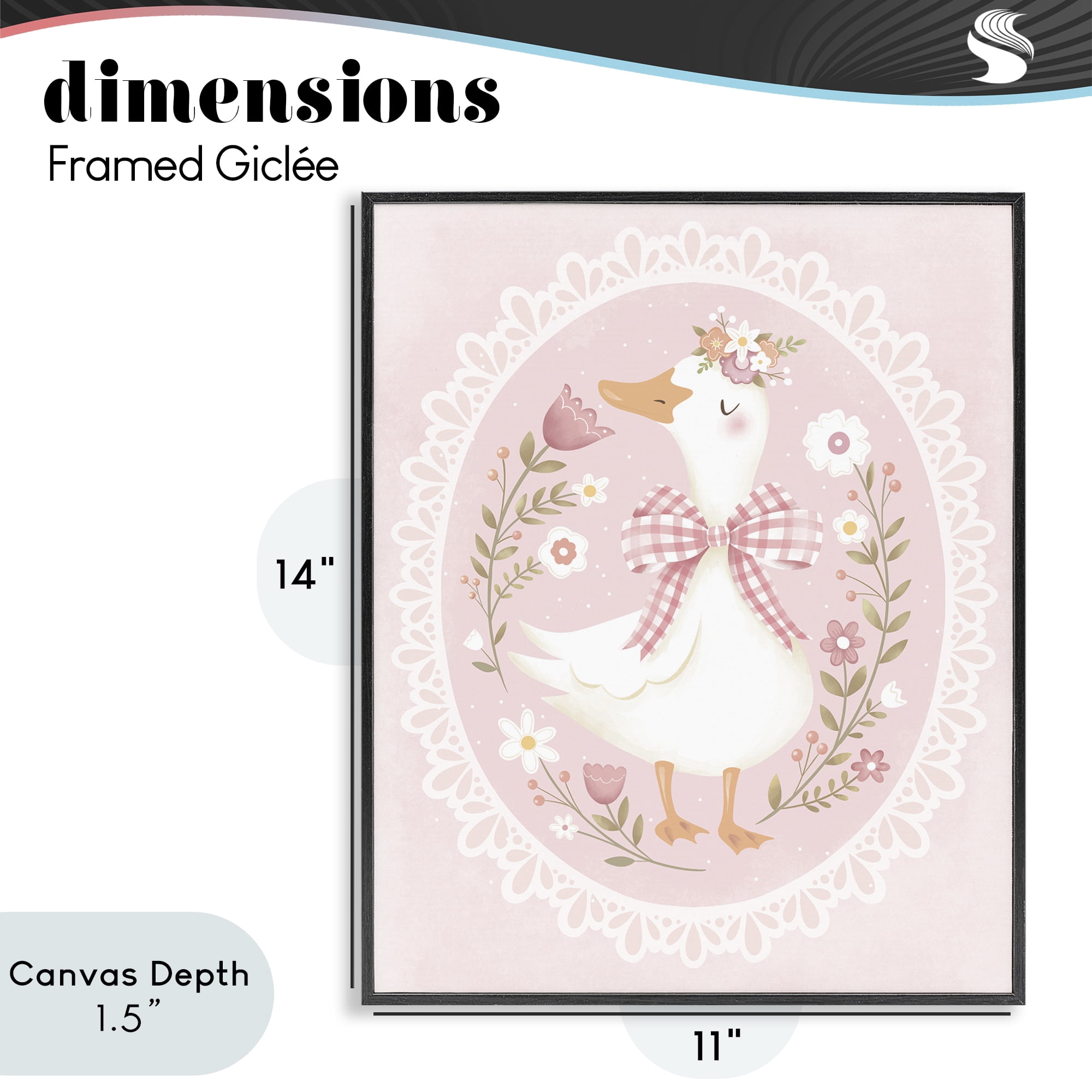 Stupell Industries Pink Floral Spring Goose Black Framed Giclee Art, design by Penny Aguilera