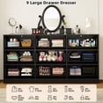 thumbnail image 6 of HAUXITIO 9 Drawer Dresser Chest for Bedroom, Modern TV Stand Storage Cabinets for Living Room, Black, 6 of 9