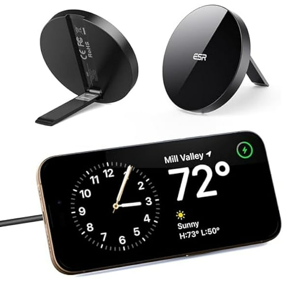 Saluqifa for Magsafe Charger, Wireless Charger Kickstand, Charging Pad for iPhone 16/15/14/13/12 Series and AirPods 4/3/Pro/Pro 2, Strong Magnetic Charger Pad with 5 ft Removable Cable, Black