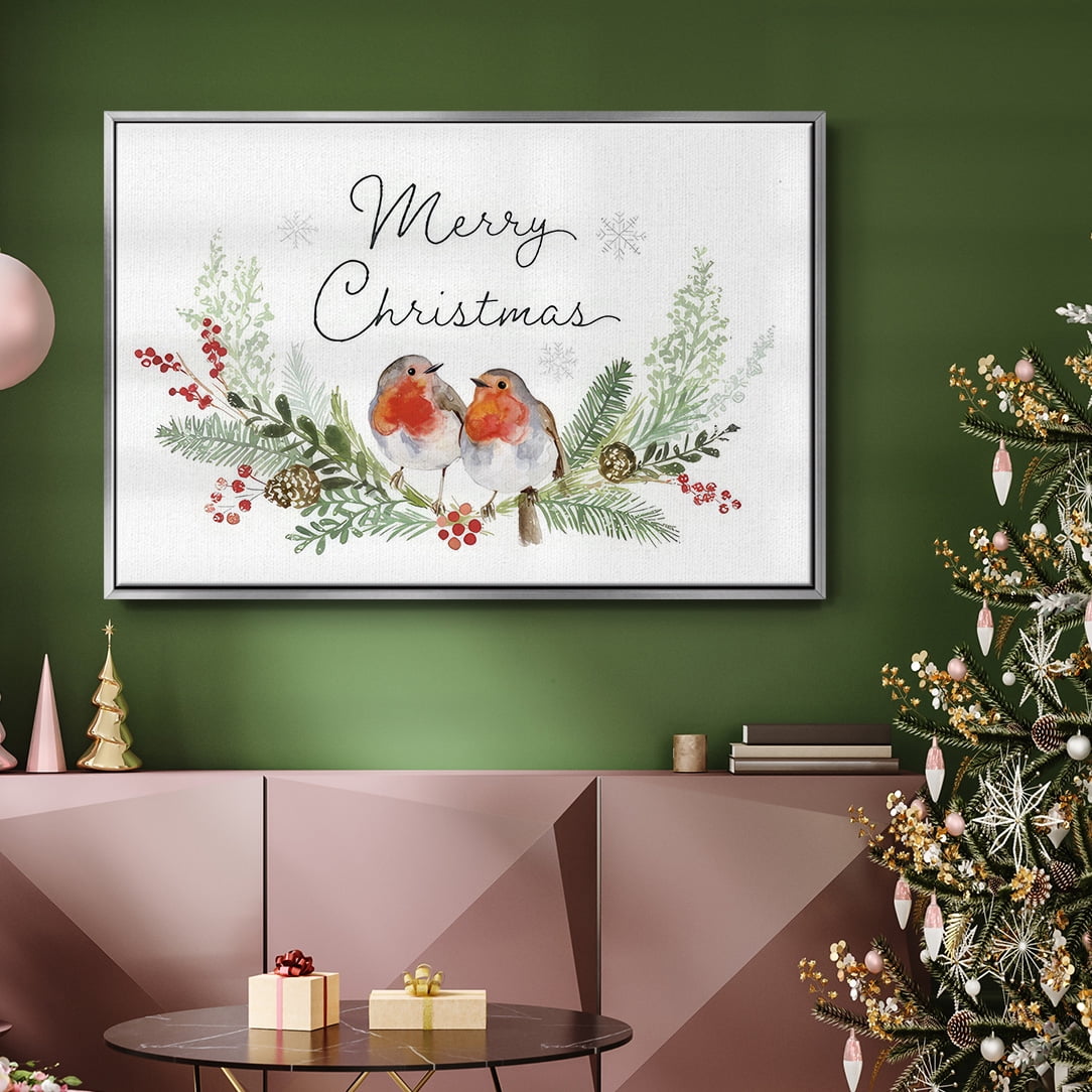 Winter Visitor Collection A - Framed Gallery Wrapped Holiday Canvas - 25 x 37 - Silver Frame