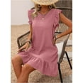 thumbnail image 7 of Cuteduck Womens Dresses Ruffle Sleeve Ruffle Hem Round Neck Textures Casual Dresses S-XL, 7 of 7