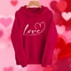 thumbnail image 5 of RKSTN Valentine Gift Woem's Valentines Heart Print Hoodies Plus Size Drawstring Hooded Sweatshirt Top Womens Casual Solid Overszied Graphic Printed Loose Comfy Hood Fall Spring Clothes, 5 of 6