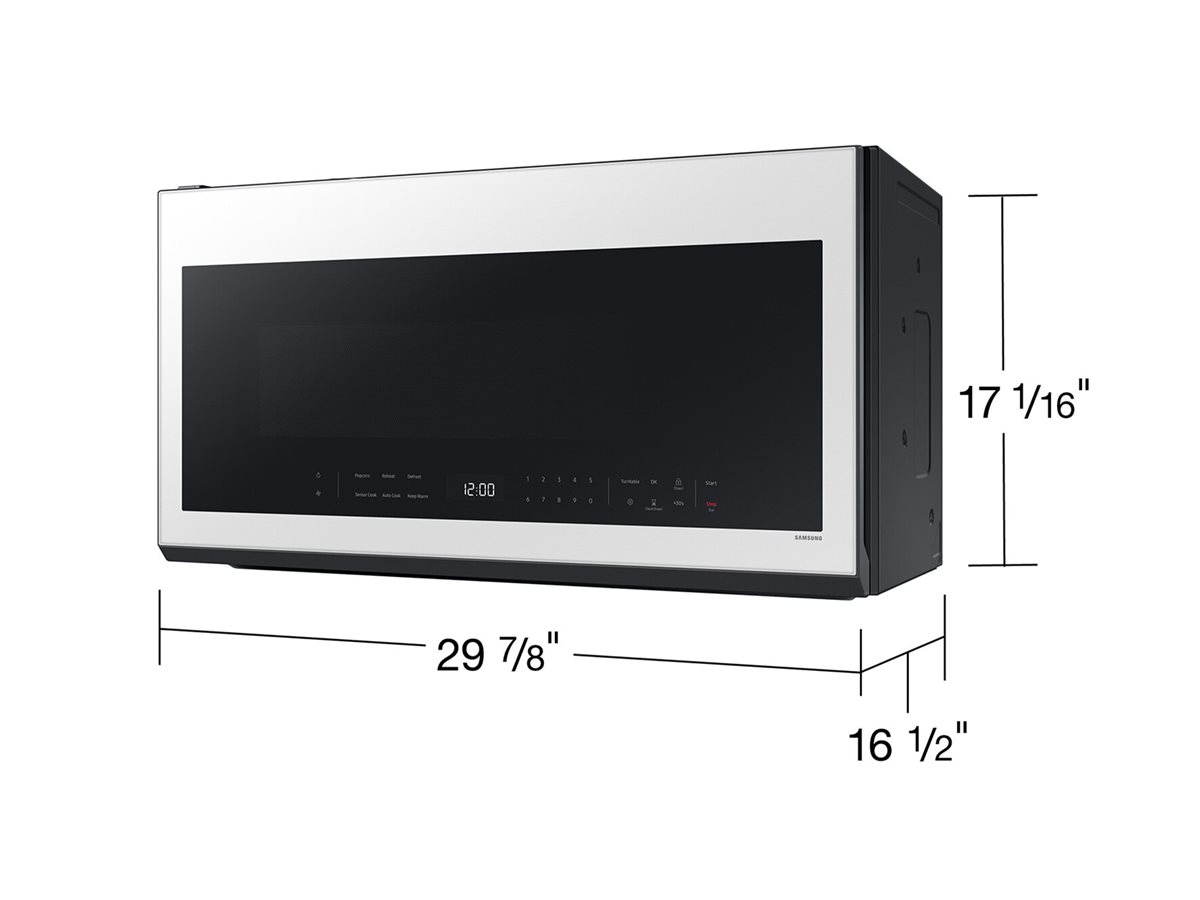 Samsung BESPOKE ME21DB630012AA - Microwave oven - over-range - 2.1 cu. ft - 1000 W - white glass with built-in exhaust system
