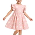 thumbnail image 1 of Ashirexll Robe à Imprimé pour Filles en Coton Chiffon Légère Motif Marguerites Sans Manches Col Rond Tenue Décontractée Rose 6-7 Ans, 1 of 7