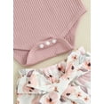 thumbnail image 6 of Newborn Baby Girl Daddy Clothes Set Daddy's Girl Ribbed Short Sleeve Romper Floral Shorts 3Pcs Summer Outfits, 6 of 7