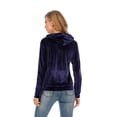 thumbnail image 3 of Women's Velour Sweatsuits Tracksuits Full Zip Sweatsuit Hoodie, Purple, S-2XL, 3 of 7