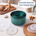 thumbnail image 4 of Onader 8 Piece Serving Bowls with Lid, Ceramic Mixing Bowls Set of 4, Food Storage Container for Soup Salad Meat Pasta Cereal Leftover, Microwave & Dishwasher Safe - Green, 4 of 10