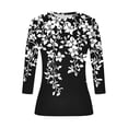 thumbnail image 7 of Ounisa Shirts for Women 3/4 Sleeve Plus Size Tops Loose Crew Neck T Shirts Casual Short Tight Elastic Summer Printed Tops, 7 of 7