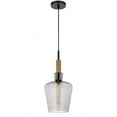 thumbnail image 3 of Cal Lighting, Swindon glass drop pendant with wood accent, 3 of 5