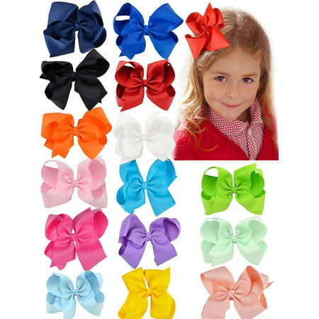 Coxeer 15Pcs Baby Hair Bows Cute Lovely Ribbon Bow Clip Hair Bow Set Perfect Birthday Gift for Kids Baby (Best Hair Accessories For Toddlers)