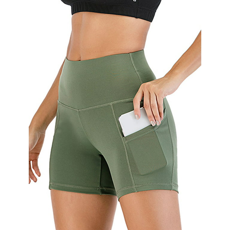 Women Athletic Active Yoga Short Shorts Booty Shorts Mini Hot Pants Sport  Leggings Quick Dry Activewear Workout Sweat Running Shorts with pockets