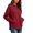 Red, variant on FDGIU Women's Quilted Pullover Hoodie, Long Sleeve Curved Split Hem Hooded Sweatshirt with Kangaroo Pocket for Casual Daily Wear