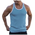 thumbnail image 3 of Ierhent Men Tank Tops Mens Casual Tank Tops Waffle Knit Sleeveless Shirt Breathable Tank Shirts Summer Muscle Tee(Blue,L), 3 of 6