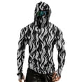 thumbnail image 3 of Men's Camo Fishing Hoodie with Built-in Face Mask and Thumbhole Cuffs Featuring UPF 50+ Sun Protection Long Sleeve Performance Shirt Green XXXL, 3 of 9