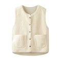 thumbnail image 2 of HAJWOH Women's Fuzzy Fleece Vest Oversized Sherpa Button Down Jacket Fall Fashion Warm Sleeveless Cardigan Outerwear, 2 of 5