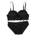 thumbnail image 1 of Wuffmeow Women Underwear Solid Sexy Lingerie Corset Push Up Bra Set Floral Lace Underwear Set, 1 of 6