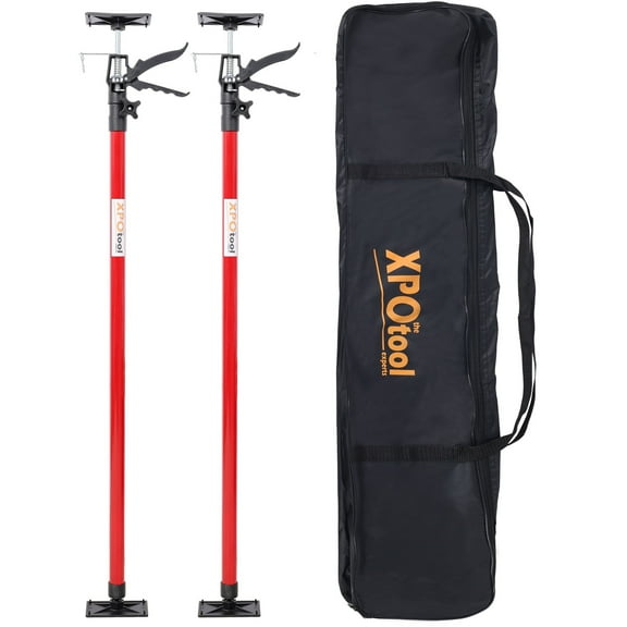 2Pack Adjustable Support Pole with Carry Bag, Steel Multiuse Support Rod for Jacks Drywalls Cabinets, 45 to 114 Inch