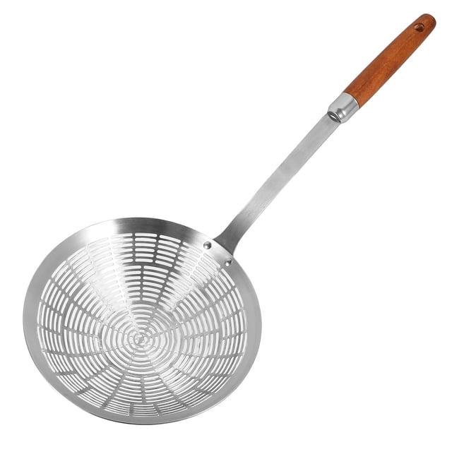 Colador de cocina chino de acero inoxidable con filtro antifugas y cuchara ranurada para alimentos