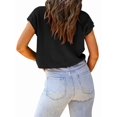 thumbnail image 4 of Women'S Summer Cropped Sweater Vest Trendy Cap Sleeve Crop Tops Crew Neck Loose Knit Tank Top Black XL, 4 of 7