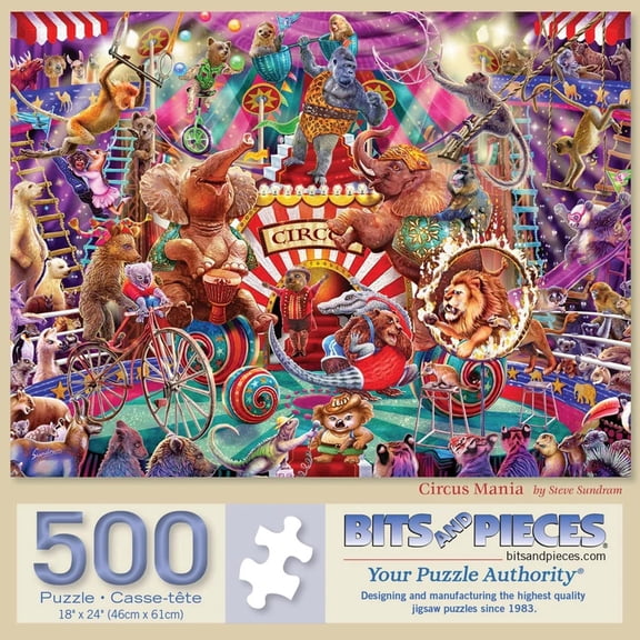 Bits and Pieces Circus Mania Jigsaw Puzzle 500 Pieces 18 x 24 Inches