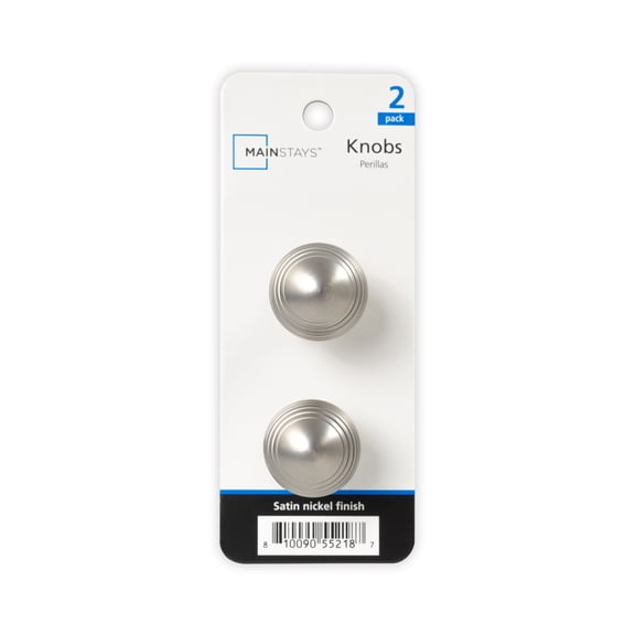 Mainstays 1.1" Beehive Knob, 2 Pack, Satin Nickel