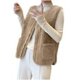 thumbnail image 3 of Aboser Teddy Fleece Vest for Women Thermal Fuzzy Cardigan Jacket Trendy Zip Up Vests Loose Fit Sleeveless Outerwear Comfy Soft V Neck Jackets with Pockets, 3 of 8