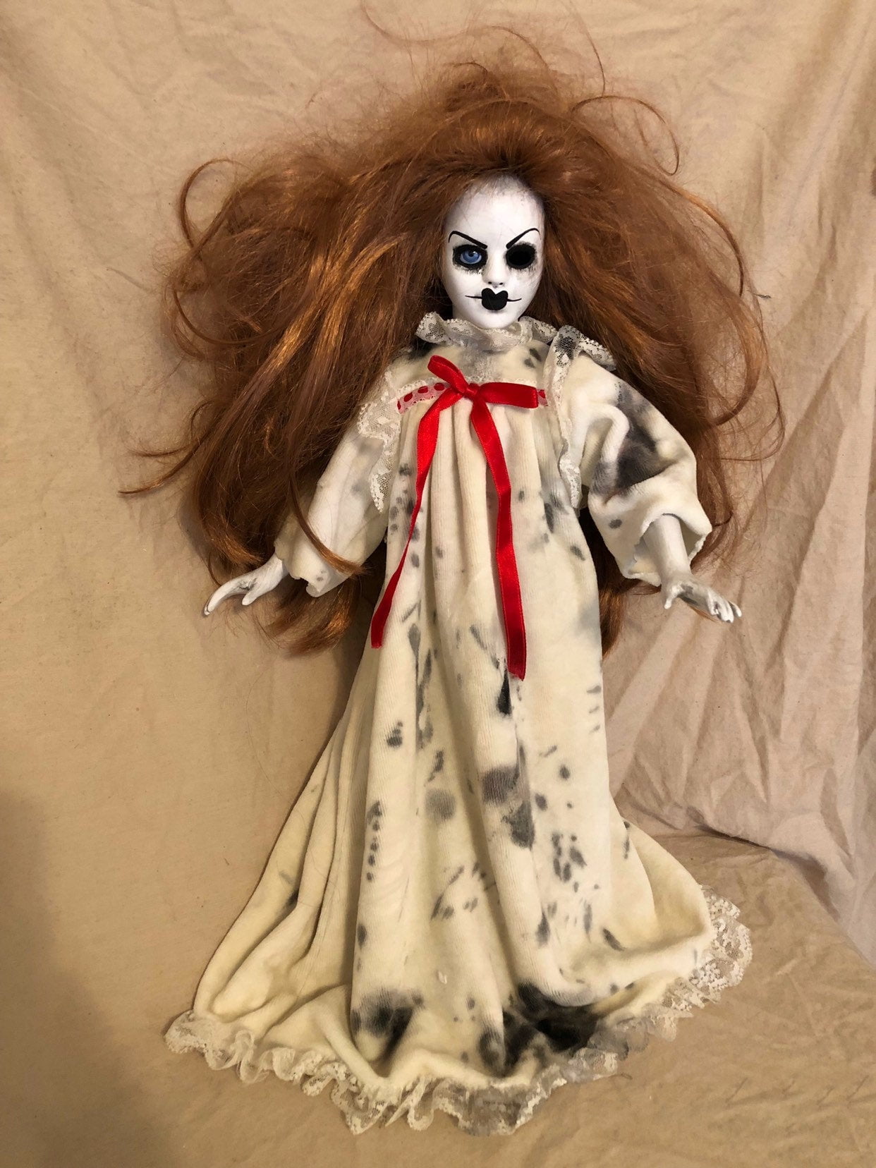 Ooak One Eye Nightgown Creepy Horror Doll Art By Christie Creepydolls Gothic And Horror Dolls