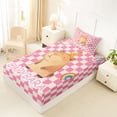 thumbnail image 4 of Erosebridal Rodent Animal Capybara Twin Sheet Sets,Pink Cute Axolotl Bedding For Girls Kids,Dreamy Princess Style 3pcs, 4 of 6