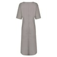 thumbnail image 5 of RYKJLWY Summer Dresses Fashion Women Solid Color Cotton And Linen Long Sleeve O-Neck Fold Casual Dress Womens Summer Dresses Dresses for Women 2024 Casual Spring Dresses for Women 2024 (Gray,XXXXL), 5 of 9