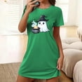 thumbnail image 2 of Tnhcen Halloween Party Essential Plus Size Cartoon Print Short Sleeve Sleep Dress Round Neck Soft Polyester Spandex S-2XL for Stylish Comfort, 2 of 5