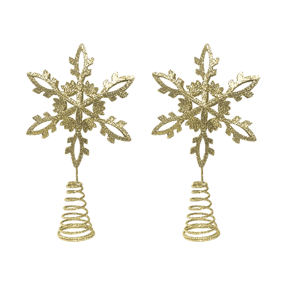 Mini Gold Glitter Tree Topper, 6" Tall, 2 Count