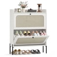thumbnail image 1 of HOMCOM Shoe Cabinet with 2 Flip Drawers, Boho Narrow Shoe Rack, White, 1 of 10