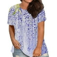 thumbnail image 2 of Dyegold Womens Tops Dressy Casual Summer Plus Size Tops For Women Summer Dressy Casual Short Sleeve Blouses Daisy Print Round Neck T Shirts Loose Fit Tunics, 2 of 6