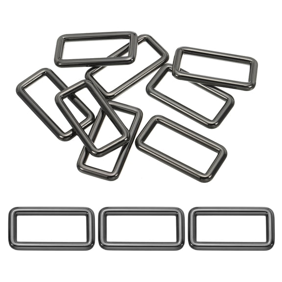 Uxcell Flat Metal Rectangle Rings Buckle 1-1/2" / 38mm, 8 Pcs Square Loop Belt Sliders for Strap Keeper Leathercraft Bag Belt Black