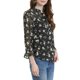 thumbnail image 4 of INSPIRAR CHIC Blusa de Otoño para Mujer con Mangas Largas, Cuello con Lazo, Volantes y Estampado Floral en Negro, 4 of 6