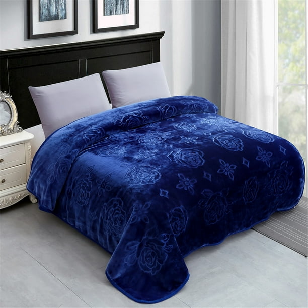 Soft Bed Flannel Blanket Queen Size (79" x 91") Soft,Flower Embossed