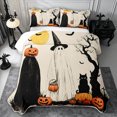 thumbnail image 2 of Erosebridal Halloween Ghost Pumpkin Quilt King 3 Pieces,Spooky Animal King Coverlet Set,Beige,1 Bedspread and 2 Pillowcases, 2 of 7