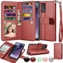 Njjex For Motorola Moto G Stylus 2023 5G Wallet Case, Moto G Stylus 5G 2023 Case, Njjex Luxury PU Leather [9 Card Slots Holder ] Carrying Folio Flip Cover [Detachable Magnetic Hard Case] -Wine Red