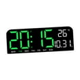 thumbnail image 3 of Reloj digital grande con LED y alarma fuerte para montaje en pared con fecha, semana y temperatura Verde, 3 of 9