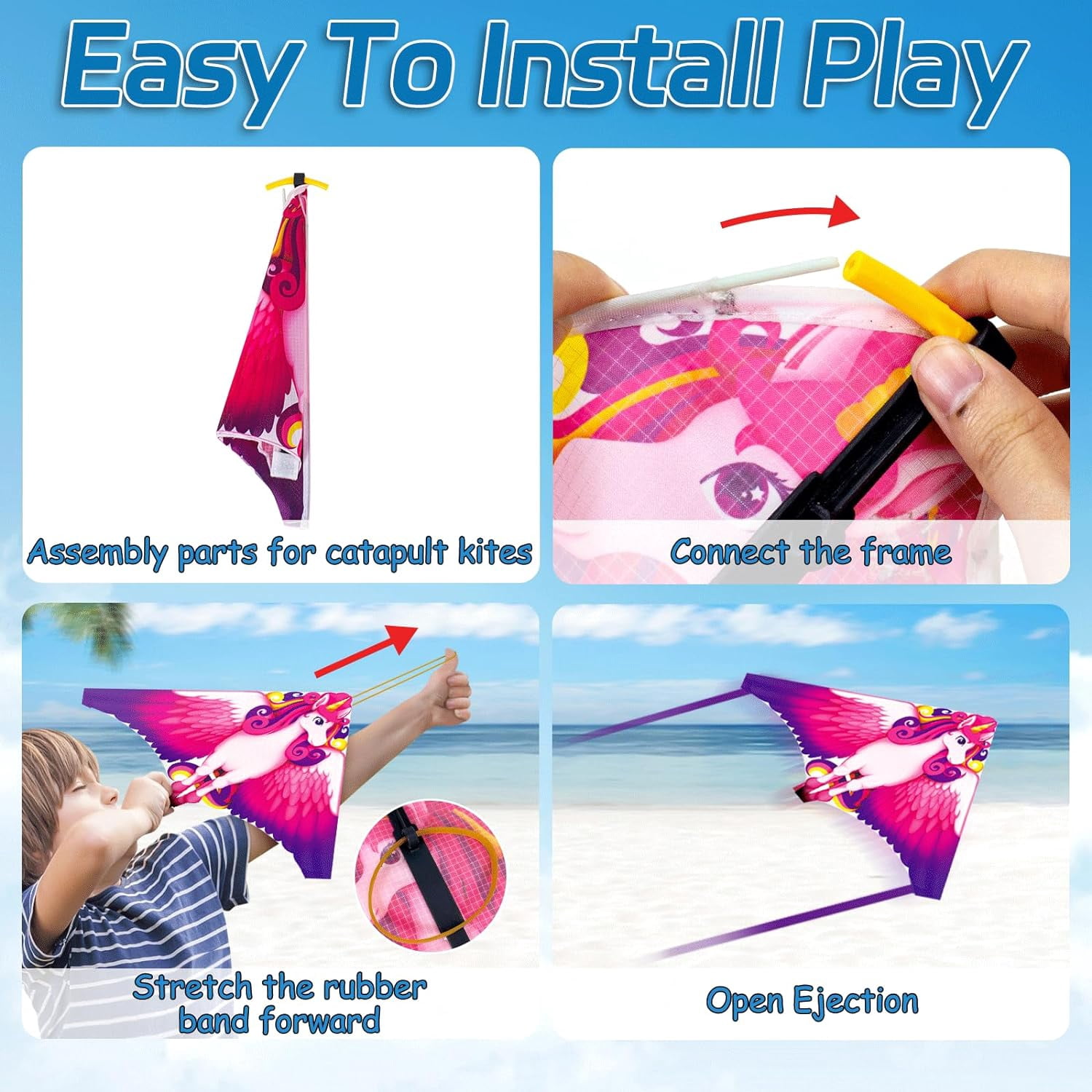 Mini Launcher Kites for Kids Ages 4-12, Easy to Fly Outdoor Party Favors, Bulk Classroom Prizes Beach Toys and Treasure Box Fillers