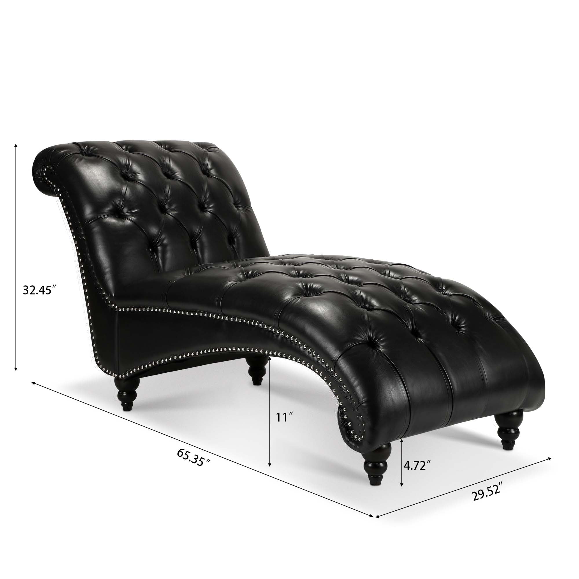 Miniyam 65.35" Tufted Armless Chaise Lounge, Black