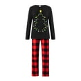 thumbnail image 2 of Matching Christmas Pajamas for Family, Long Sleeve Tree Print Tops + Plaid Pants Set, 2 of 7