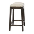 thumbnail image 3 of Danbury Oak & Linen Saddle Counter Stool, 24-inch Seat Height, Cream, 3 of 7