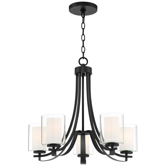Chandelier 5 Light Sand Coal Steel/Glass In Transitional Style 23 Inches Tall By 25.5 Inches Wide-Sand Coal Finish    -Traditional Installation Minka