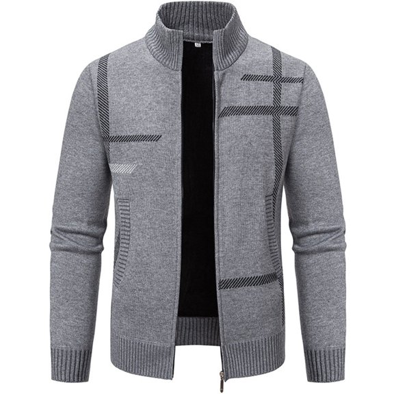 GigrtiJin Men's New Winter Stand up Collar Cardigan Sweater Thickened Warm Knit Full Zip Thick Outerwear Sweaters