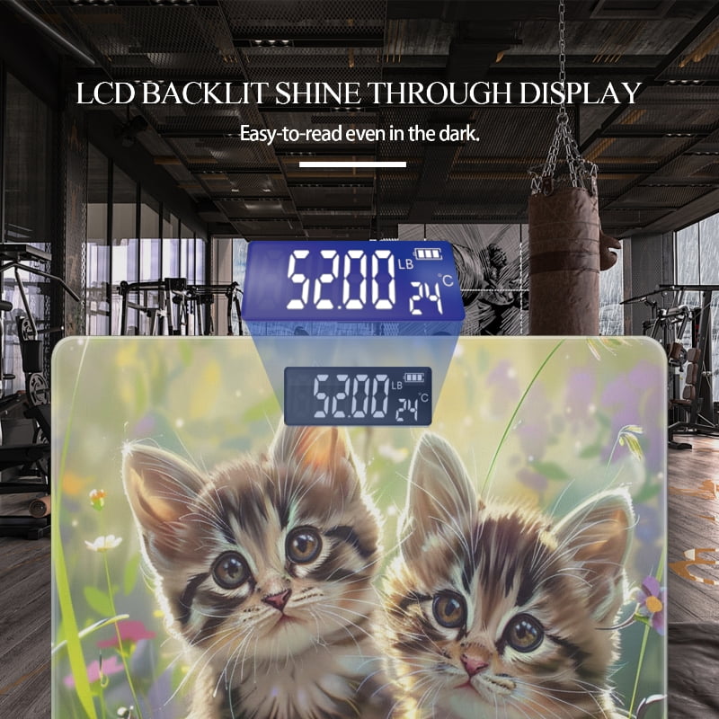 Bathroom Scale, Highly Accurate Digital Body Scale,Precisely Measures Weight up to 400 lbs-Adorable Kittens Sitting In The Grass Surrounded By Colorful Wildflowers