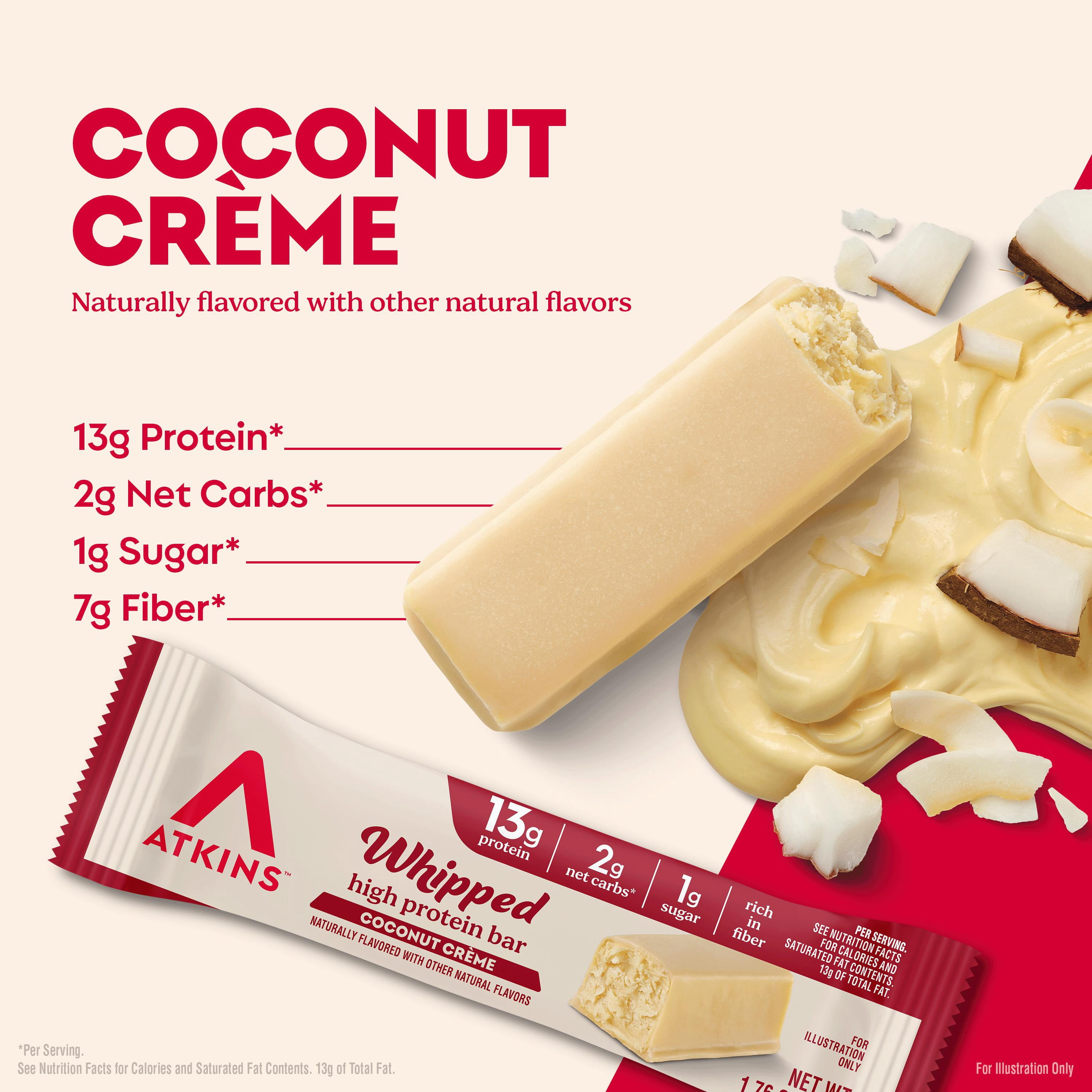 Atkins High Protein Bar, Whipped Bars, Coconut Cream Flavor, 4 Count