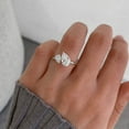thumbnail image 2 of Cora Jewellery Unique Two stone Pear Moissanite Toi Et Moi Engagement Ring For Women, 10K White Gold, 2 of 6