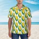 thumbnail image 2 of Balery Corn Cob Camisas hawaianas de manga corta para hombre, camisas playeras de corte holgado, camisas de vacaciones con botones,Large, 2 of 7
