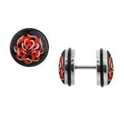 Fake Gauges Earrings Rings Fake Rose Cheater Plug 16 Gauge Sold As A Pair
